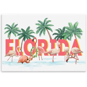 Stupell Industries Florida Flamingo Pool with Green Tropical Palms Wood Wall Art in Saudi Arabia