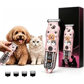 Professional High Power Pet Electric Clippers- Ultra Quiet Cordless Rechargeable LithiumBattery Golden and Pink Grooming Tool with 4 Limit CombsSharp Blades Ergonomic Grip for Small LargeDogs Cats in Kuwait