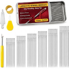 Hand Sewing Needles, 46 Pcs Large Eye Sewing Kit with 6 Sizes in Kuwait