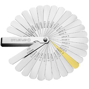 Universal Feeler Gauge Set Stainless Steel Thickness Gauge 32 Blades 0.04-0.88 mm (0.0015-0.035 Inch) Metric/Imperial for Measuring Gap Width and Thickness for Guitar, Spark Plug, Piston Measure in Saudi Arabia