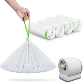 60 Pack Cat Litter Box Liners for Meo Want SC01, MW-SC02, MW-LR01,1.5 Mil Thick Drawstring Heavy Duty Leak-proof Disposable Smart Self-Cleaning Litter Box Robot Waste Drawer Trash Bags 18" x 12.6" in Saudi Arabia
