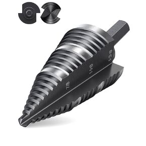 LICHAMP Double Fluted Step Drill Bit for Cutting Metal Hole 19 Sizes from 3/16 to 1-3/8 inch, Genuine High Speed Steel in Kuwait