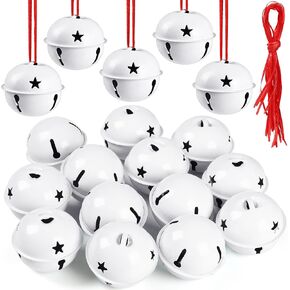 2 Inch Craft Bells Large White Jingle Bells and Red Ribbon, 20PCS in Kuwait