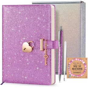 Purple Glitter Diary with Lock, Secret Journal, Gifts for Girls Ages 8-12 in Kuwait
