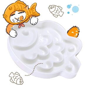 Elevated Slow Feeder Cat Bowl with Stand, 6.3" Ceramic Fish Maze Cat Food Bowl, Raised Whisker Friendly Wide Shallow Cat Dish for Wet & Dry Food, Non-Slip Puzzle Feeder(Green) in Kuwait