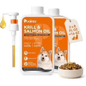PUAINTA Omega 3 Fish Oil for Dogs & Cats, Salmon & Krill Oil with EPA DHA in Kuwait