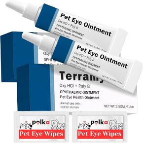 POLKA Terramypol Eye Ointment for Cats and Dogs, Horses, Birds, Sheep 3.5g/0.125oz - Pack of 2 in Kuwait