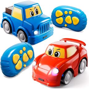 WATUDOU Remote Control Car for Toddlers 1-3 2-4 3-5, 2 Pack Cartoon 2.4 GHz RC Cars for Kids, Electric Hobby RC Car Toys, Christmas Birthday Gifts Toys for Kids Boys Girls 2 3 4 5 6 Years Old in Saudi Arabia