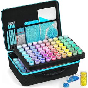 VANSUNS 60 Slots Diamond Painting Storage Containers Kits, Thickened Waterproof Portable Bead Storage Boxes for Diamond Painting Accessories and Tools, Blue in Kuwait