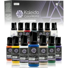 Gaahleri Kaleido Clear Colors 12-Color Set-Water-Based Acrylic Airbrush Paint Kit for Scale Models, Gundam, Gunpla,Mecha,Cars&Miniatures-Pre-Thinned, High Gloss, Fast-Drying, with Thinner&Cleaner in Kuwait