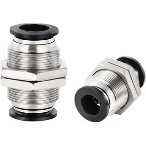 Jienk 10 قطعة اتحاد الحاجز 1/4 بوصة × 1/4 بوصة أنبوب OD ادفع لتوصيل تركيب الأنبوب، PMM-1/4 تركيب هوائي سريع التوصيل in Kuwait