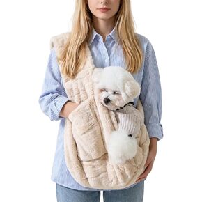 Pet Dog Plush Sling Carrier Bag Warm Crossbody Puppy Carrying Purse in Kuwait