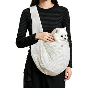 Small Dog Carrier Sling,Dog Slings for Small Dogs,Hand Free Dog Carrier Cat Sling for Outdoor Traveling Subway (Blue Flower Adjustable) in Kuwait