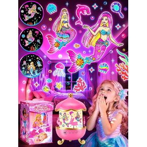 Little Mermaid Toys, 15 Soothing Sounds+18 Films+378 Colors Kids Night Light Projector, 360°+Remote+Cordless+Pink Mermaid Birthday Gifts for Girls, Princess Toys Princess Room Decor[Dreamy Packaging] in Kuwait