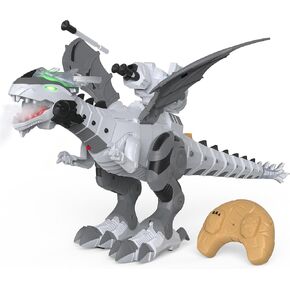 Remote Control Robot Dinosaur Toy with Mist Spray & Roaring Sound, 2.4Ghz Mech Dino Walking RC Toys with Manual Dart Launcher, Cool Best Gifts for Boys Girls Ages 3 4 5 6 7 8 (White) in Kuwait