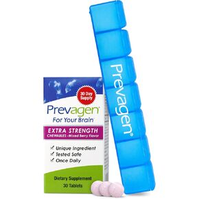 Prevagen Improves Memory - Extra Strength 20mg, 30 Chewables |Mixed Berry| with Apoaequorin & Vitamin D & Prevagen 7-Day Pill Minder | Brain Supplement for Better Brain Health in Saudi Arabia