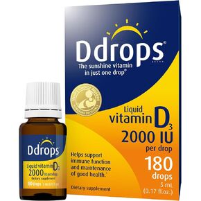 Ddrops Adults 2000IU 180 قطرة - مكمل فيتامين د3 السائل، يدعم العظام القوية والجهاز المناعي in Kuwait