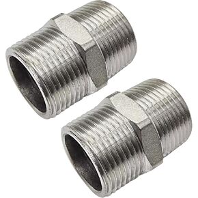 JoyTube 1/2" Male to 1/2" Male NPT Hex Nipple, Pipe Fittings 304 Stainless Steel Threaded (Pack of 5) in Saudi Arabia