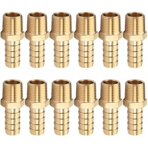 HQMPC Brass Pipe Fitting Brass Barb Fitting Barb Hose Connectors 1/2"Hose Barb x 3/8" NPT 12Pcs in Saudi Arabia