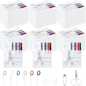 Milkary 60 Boxes Mini Sewing Kit, Travel Portable Hand Sewing Kit Bulk, Pre-Thread Needle Tools Holder Box with Threads Scissors Pin Button for Beginner Traveler DIY Repair Home Hotel in Saudi Arabia
