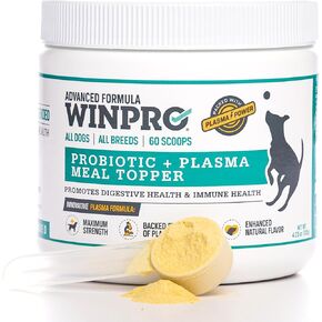 WINPRO Dog Probiotic Powder Meal Topper, Spray Dried Plasma with Prebiotics and Probiotics for Digestive Support and Gut Health for Dogs, All Breeds, Ages, and Sizes, 60 Scoops, Made in USA in Kuwait