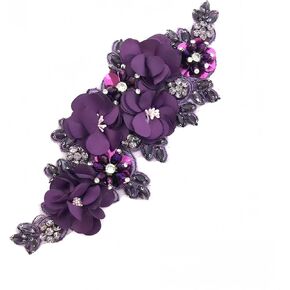 1 Piece 3D Floral Rhinestone Applique Patches for Prom Dresses,Handmade Bling Bling Flower Crystal Rhinestone Beaded Applique for Cloth Decoration, Sewn & Glue Dual-Use in Kuwait
