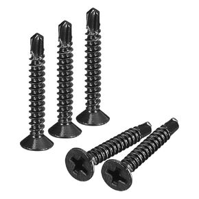 uxcell #10 x 1-3/4" Sheet Metal Screws, 120pcs 410 Stainless Steel Fast Self Tapping Screws, Flat Head Phillips Drive Self Drilling Screws, Black Oxide in Saudi Arabia