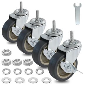 AAGUT 3 Inch TPR Heavy Duty Casters 3/8"-16 x 1" Threaded Stem Castors, Locking Swivel Replacement for Furniture, Workbench, 4 Pack in Saudi Arabia