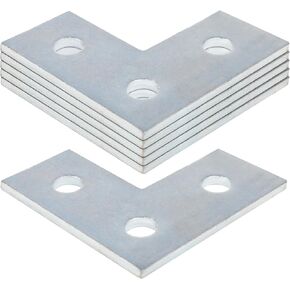 6 Pack 3 Holes L Shaped Connector Flat Plate Fitting Bracket Fit for 1/2" Bolt in 1-5/8" Strut Channel, Thickness 5mm, Steel Surface Electrogalvanized in Saudi Arabia