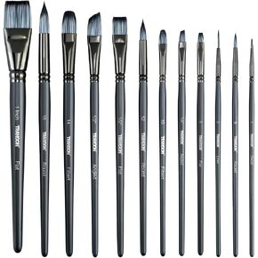 Transon Artist Paint Brush Set of 12 for Watercolor Acrylic Gouache Oil and Tempera Painting in Kuwait