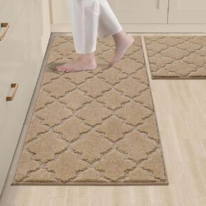 COSY HOMEER Soft Kitchen Floor Mats for in Front of Sink Super Absorbent Kitchen Rugs and Mats 20"x59" Non-Skid Kitchen Mat Standing Mat Washable,Polyester,Brown in Saudi Arabia