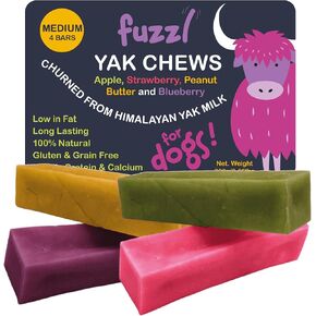 Fuzzl – Pack of 6 Small Mixed Flavour Yak Chews for Dogs Blueberry, Strawberry, Cranberry, Mint, Apple, Peanut Butter | Natural Himalayan Cheese Treats Long-Lasting Dental Chews for Small Breeds in Saudi Arabia