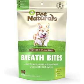 Pet Naturals Breath Bites for Dogs – Breath Freshener Chews, Spirulina, Parsley, and Mushroom Extract, Fights Bad Breath in Small to Large Dogs, Chicken Liver Flavor, 60 Count in Saudi Arabia