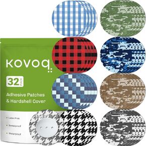 KOVOQ Dexcom G7 Adhesive Patches, 25 Waterproof Adhesive Patches + 1 Reusable Hardshell Cover for Dexcom G7, Latex-Free, Hypoallergenic, Breathable (Tan) in Kuwait