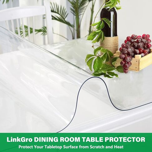 32 Inch Dia 1.5mm Thick Round Clear Table Cover Protector PVC Vinyl Plastic Tablecloth Kitchen Table Covers Crystal Wipeable Tablecloth Dining Coffee Table Pad Wood Glass Furniture Protector in Kuwait