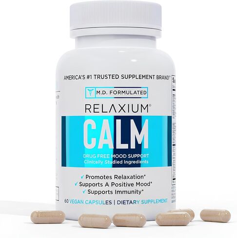 Relaxium Calm, Non-Habit Forming, Stress & Mood Support Supplement, Elevate Mood & Boost Relaxation with Ashwagandha, 5-HTP, GABA, & More (60 Vegan Capsules, 30 Day Supply) in Kuwait