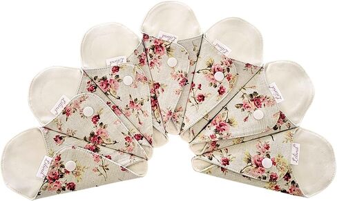 Lilind® 6 Pack Organic Cloth Pads, Regular 9 inch 100% Cotton Reusable Menstrual Sanitary Napkins, Free Wet Bag, Complete Set, Zero Waste in Kuwait