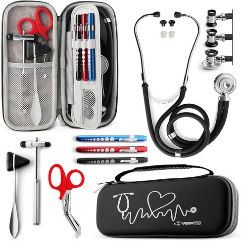 Primacare KB-9397-PK Stethoscope Case, Supplies Included, Pink with Multiple Compartments, Portable and Lightweight First Aid Kit Bag with Vital Medical Supplies, Nursing Accessories for Nurses in Kuwait
