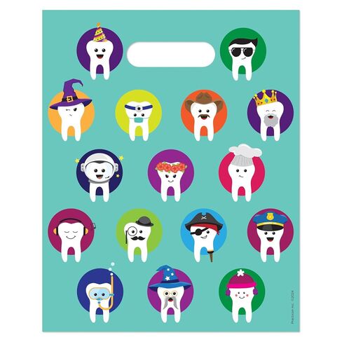 Character Teeth Dental Giveaway Bags, 8" x 10", 100 Pack in Saudi Arabia