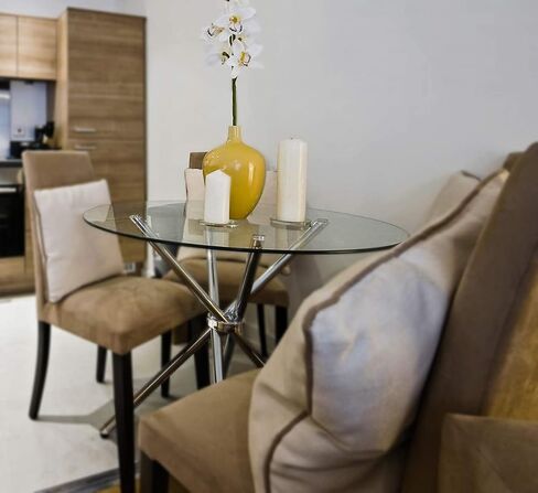 Fab Glass and Mirror Patio 42" Round 1/4" Thick Flat Tempered with 2" Hole Glass Table Top, 42 Inch, Clear in Kuwait