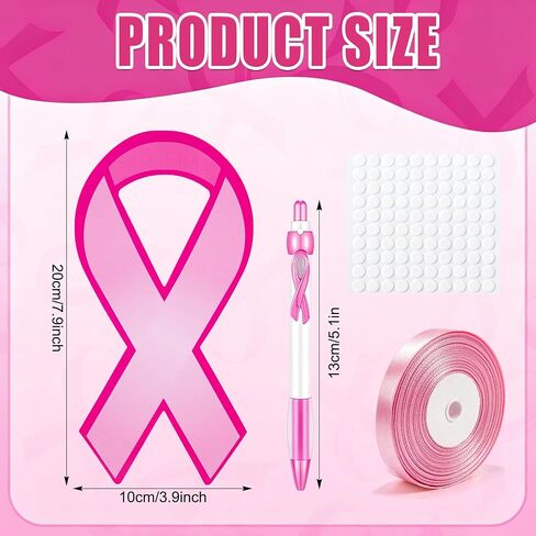 JMUQ 200Pcs Breast Cancer Ribbon,Pink Cancer Awareness Paper Cutouts Decor in Saudi Arabia