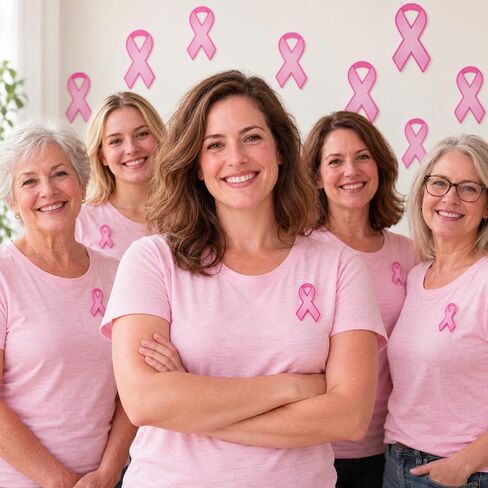 JMUQ 200Pcs Breast Cancer Ribbon,Pink Cancer Awareness Paper Cutouts Decor in Saudi Arabia