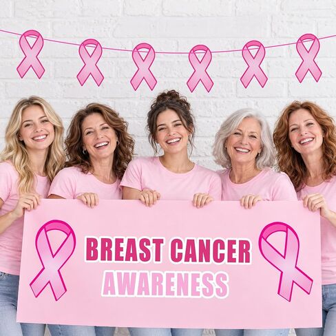 JMUQ 200Pcs Breast Cancer Ribbon,Pink Cancer Awareness Paper Cutouts Decor in Saudi Arabia