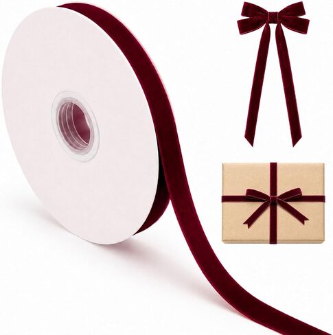 10 Yards 5/8" Burgundy Velvet Ribbon, Dark Red Velvet Ribbon Maroon in Saudi Arabia