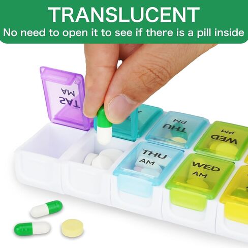 Pill Organizer 2 Times a Day, Pill Box 7 Day, AM PM Pill Case, Detachable Weekly Pill Container, Travel Portable Medicine Container for Pill/Vitamins/Supplements (Black and White) in Saudi Arabia
