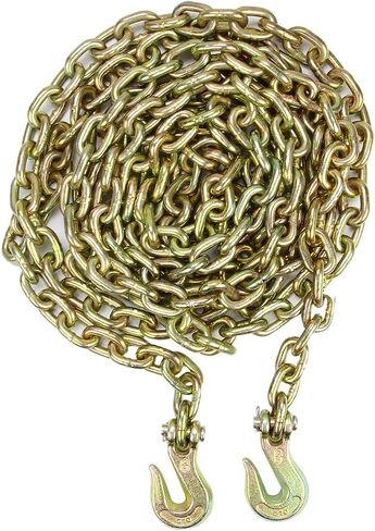 EASYBERG Grade 70 Transport Chain 3/8" x 20' with Clevis Grab Hooks, DOT Approved Heavy Duty G70 Chain 4 Packs, 6,600 lbs WLL, Yellow Zinc Plated Tie Down Chain for Truck, Trailer, Equipment Binding in Kuwait
