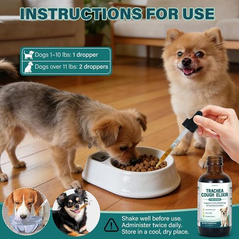 Collapsed Trachea Treatment for Dogs, Trachea Support Drops, Respiratory Support Supplement, Helps Maintain Calm Breathing & Airway Comfort, Relieve Nighttime Dry Wet Cough - 60mL (Chicken Flavor) in Kuwait