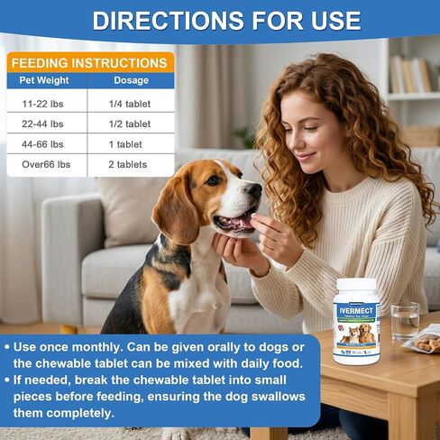 lverm for Dogs, High-Purity Digestive Health Support, Supports Canine Heart Wellness & Cardiovascular Balance, 7.5 mg per Tablet, Monthly Care Routine, 100 Tablets in Kuwait