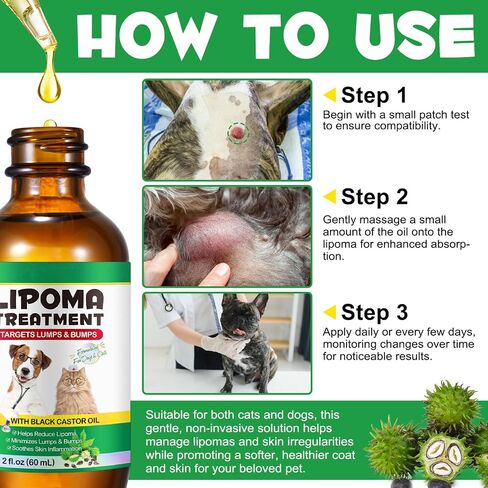 Lipoma Treatment for Dogs & Cats, Soften Fatty Lumps & Bumps in Dog, Castor Oil for Dogs, Pet Massage Oil, Soften Fatty Lumps & Bumps in Dog in Kuwait