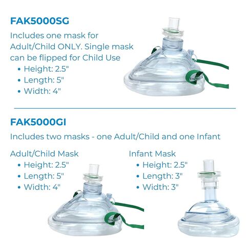 WNL Products CPR Rescue Mask, Adult/Child Pocket Resuscitator, Soft Case Kit with Belt Clip 10 Pack in Kuwait